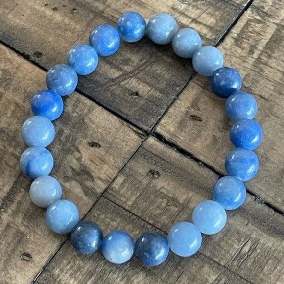 8mm Blue Aventurine Chakra Stretch Bracelet - Picture 2 of 4